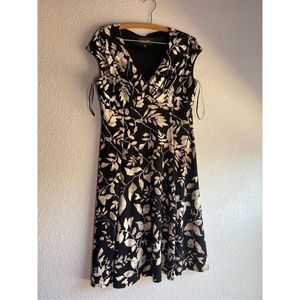 Evan picone black‎ label womens size 8 dress black white floral